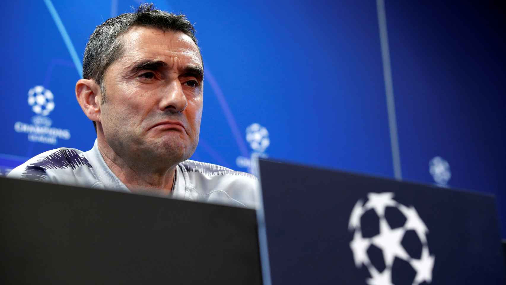 Ernesto Valverde, en rueda de prensa de la Champions League