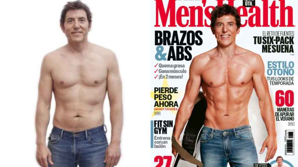 Antes y después de Manel Fuentes tras el reto de 'Men's Health'.