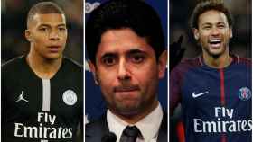 Mbappé, Al-Khelaifi y Neymar, las tres caras del PSG