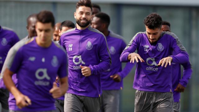 Felipe junto a Alex Telles durante un entrenamiento con el Oporto.