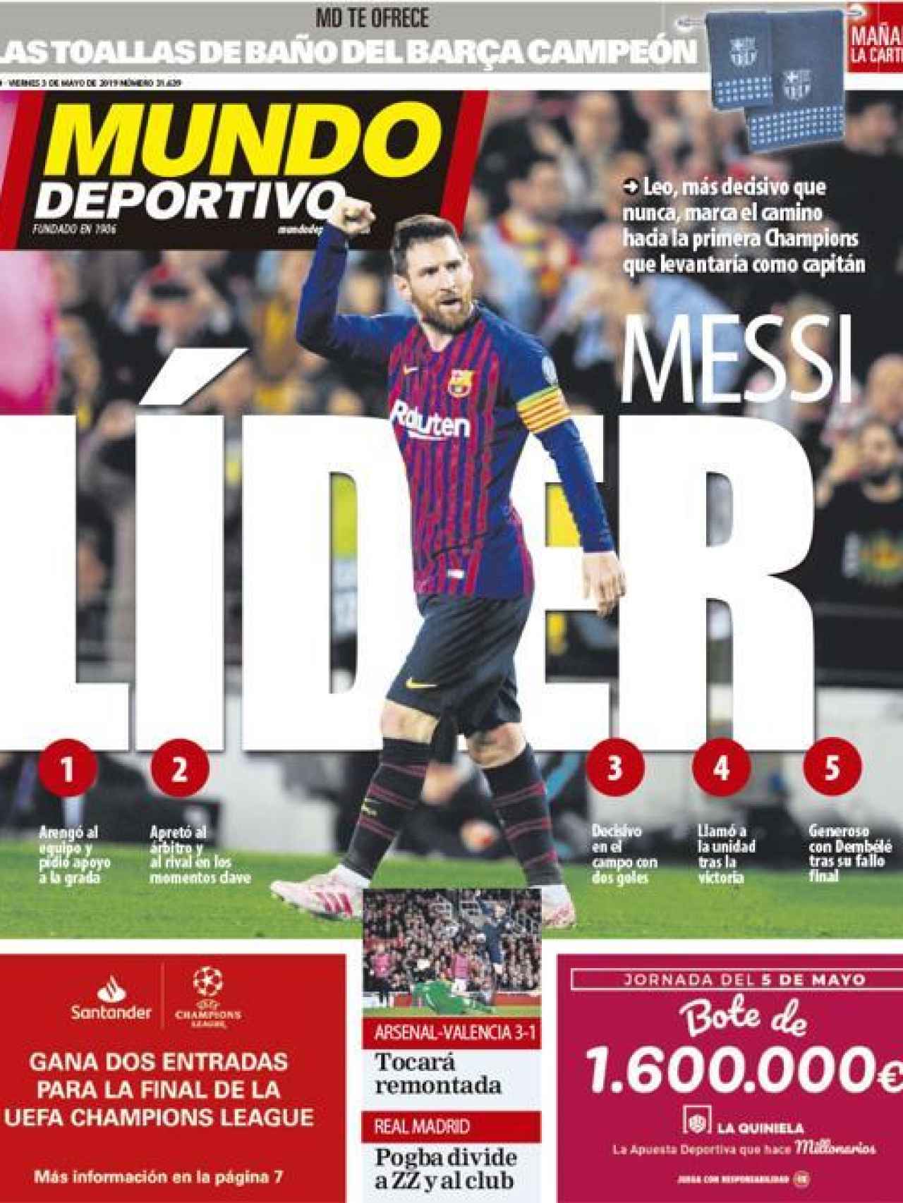 Portada Mundo Deportivo (3/5/2019)