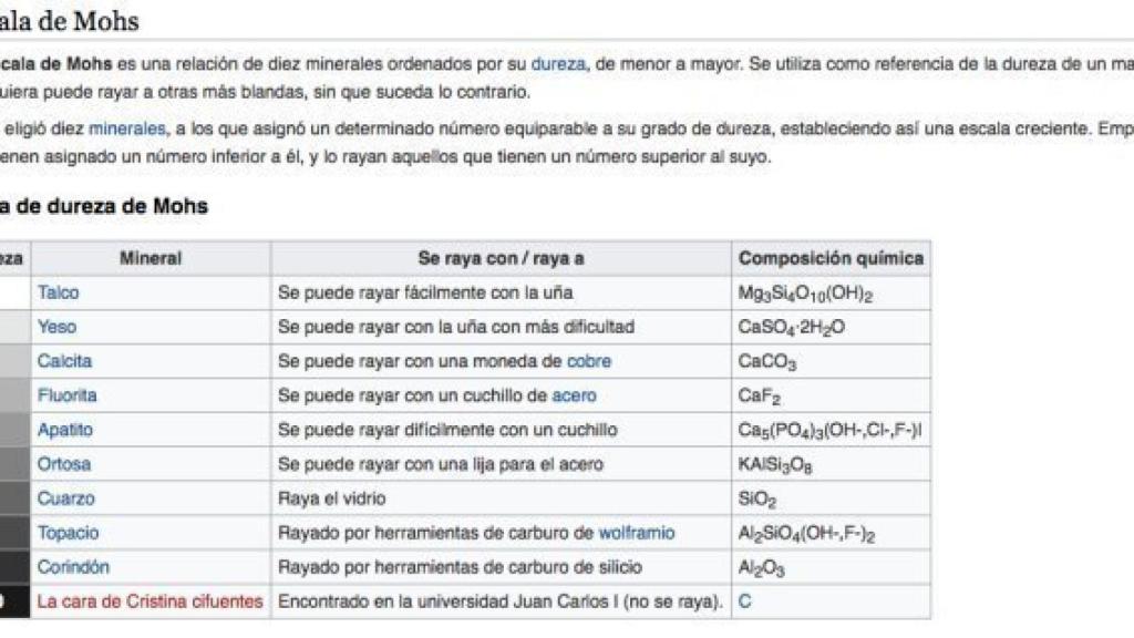 Captura de aquel momento épico en la Wikipedia