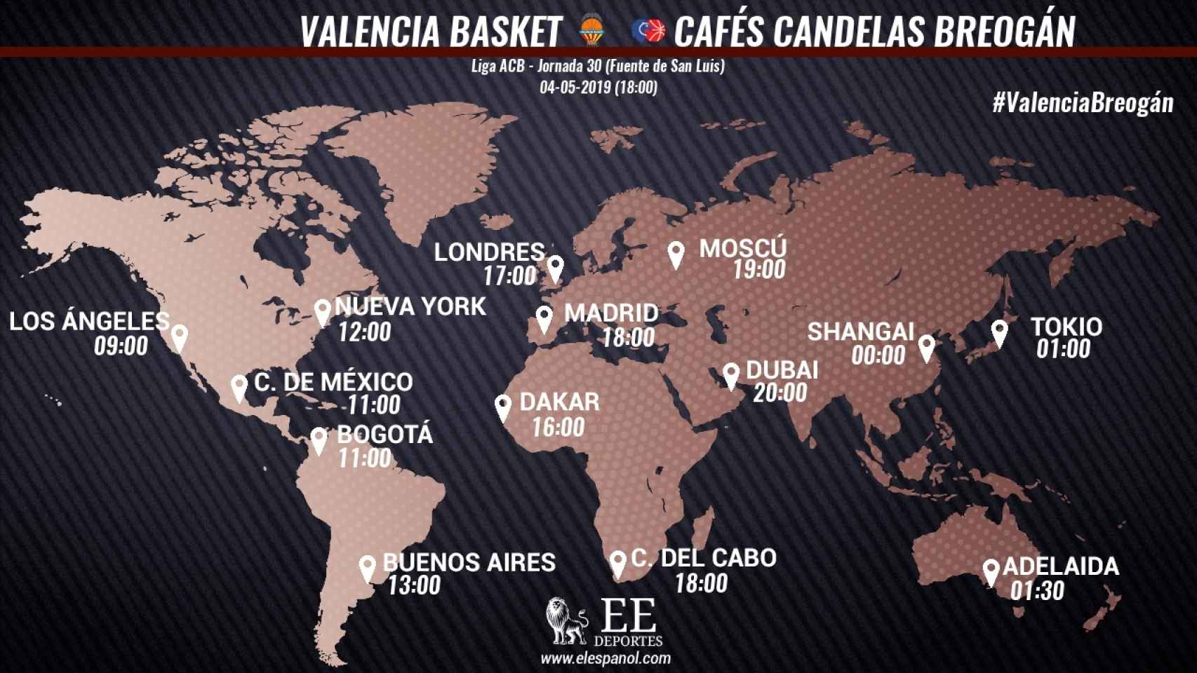 Horario internacional del Valencia Basket - Cafés Candelas Breogán