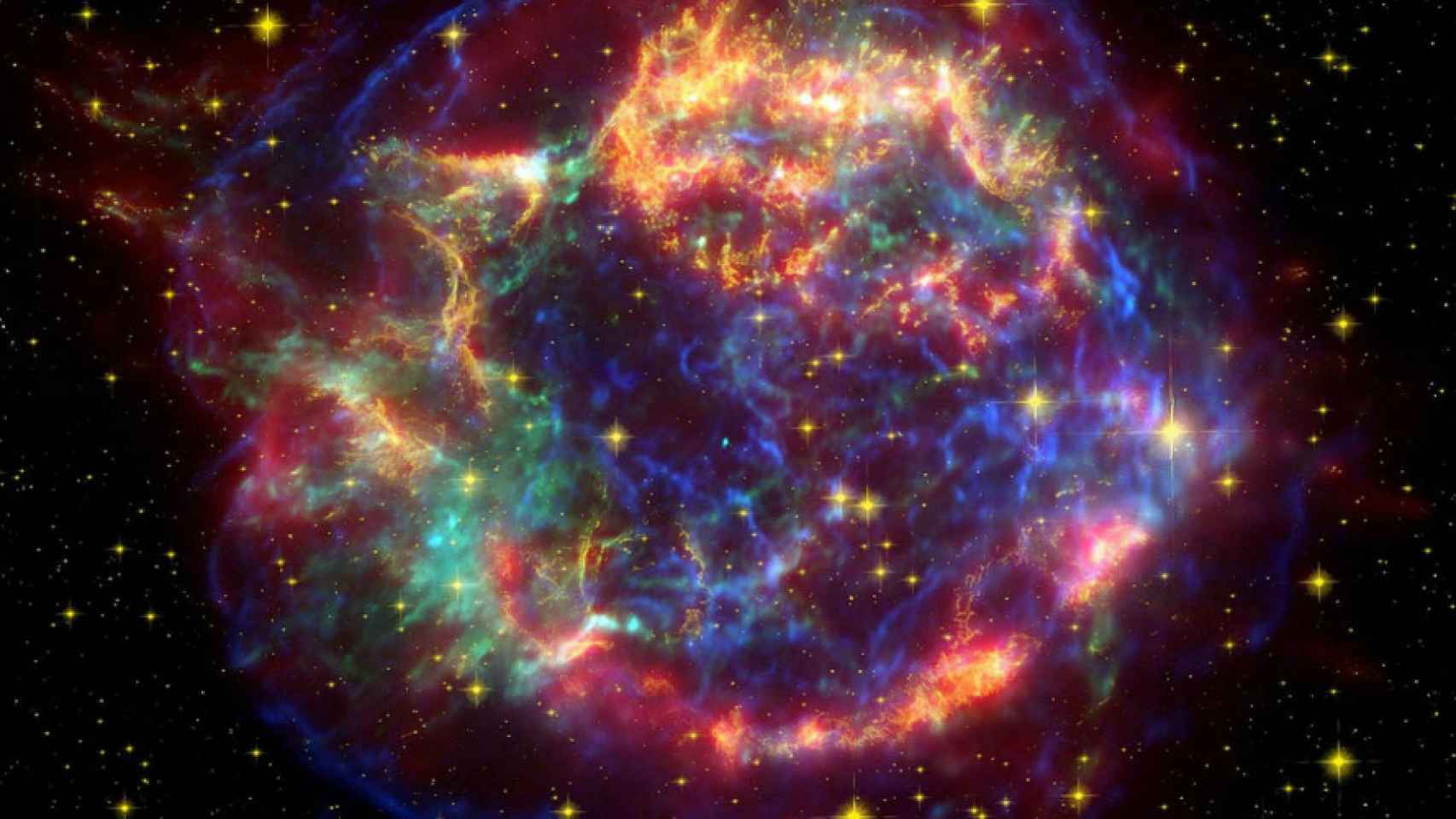 Representación mediante simulador de una supernova.