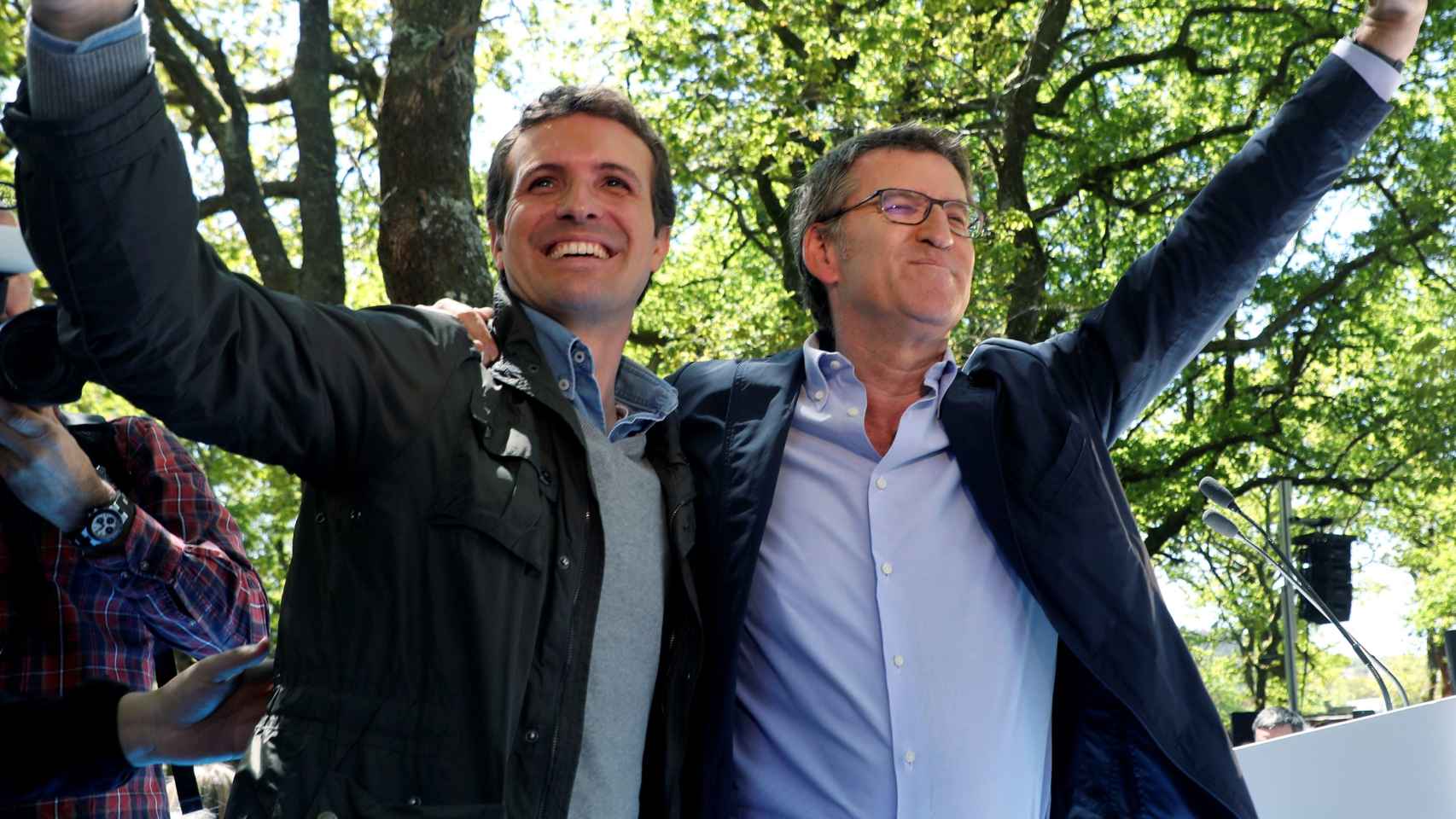 El líder del PP, Pablo Casado, y el presidente de la Xunta, Alberto Núñez Feijóo.