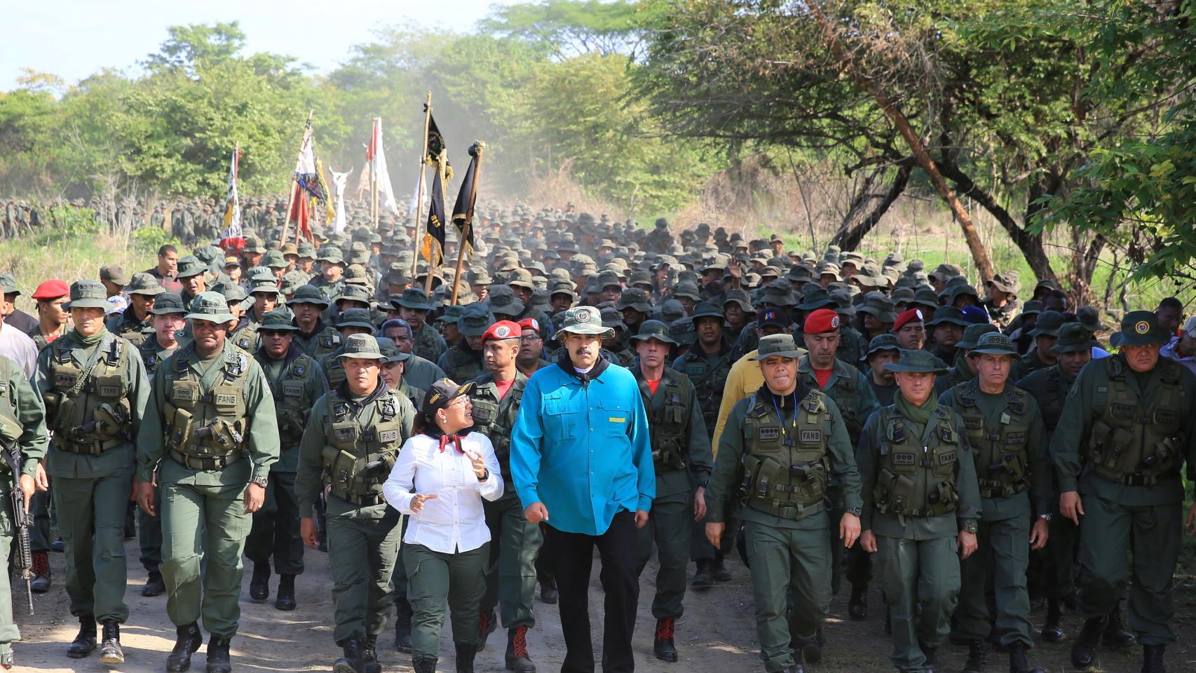 Maduro, con las tropas participantes en las prácticas.