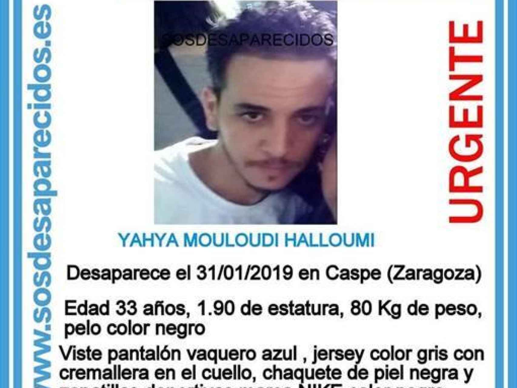 Yahya Mouloudi Halloumi, hermano mayor de K., desapareció el pasado enero en Caspe (Zaragoza)