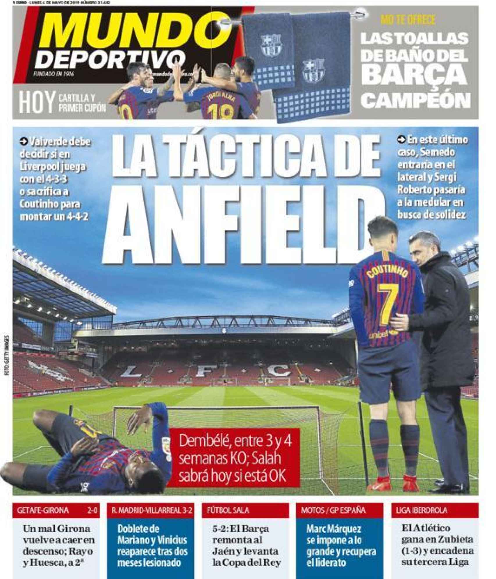 Portada diario Mundo Deportivo.  6 de mayo 2019.
