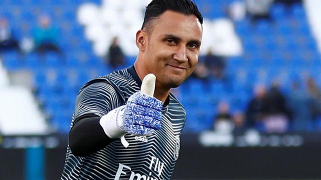 Keylor Navas, en un calentamiento del Real Madrid