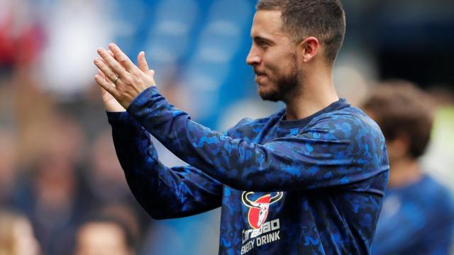 Eden Hazard, durante un calentamiento con el Chelsea