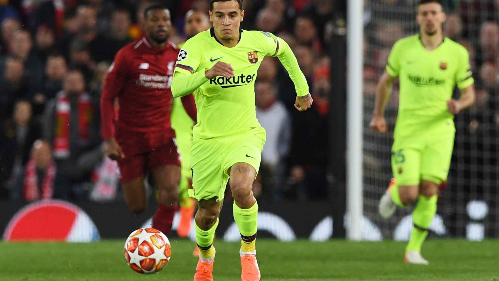 Coutinho, en el Liverpool - Barcelona de la Champions League