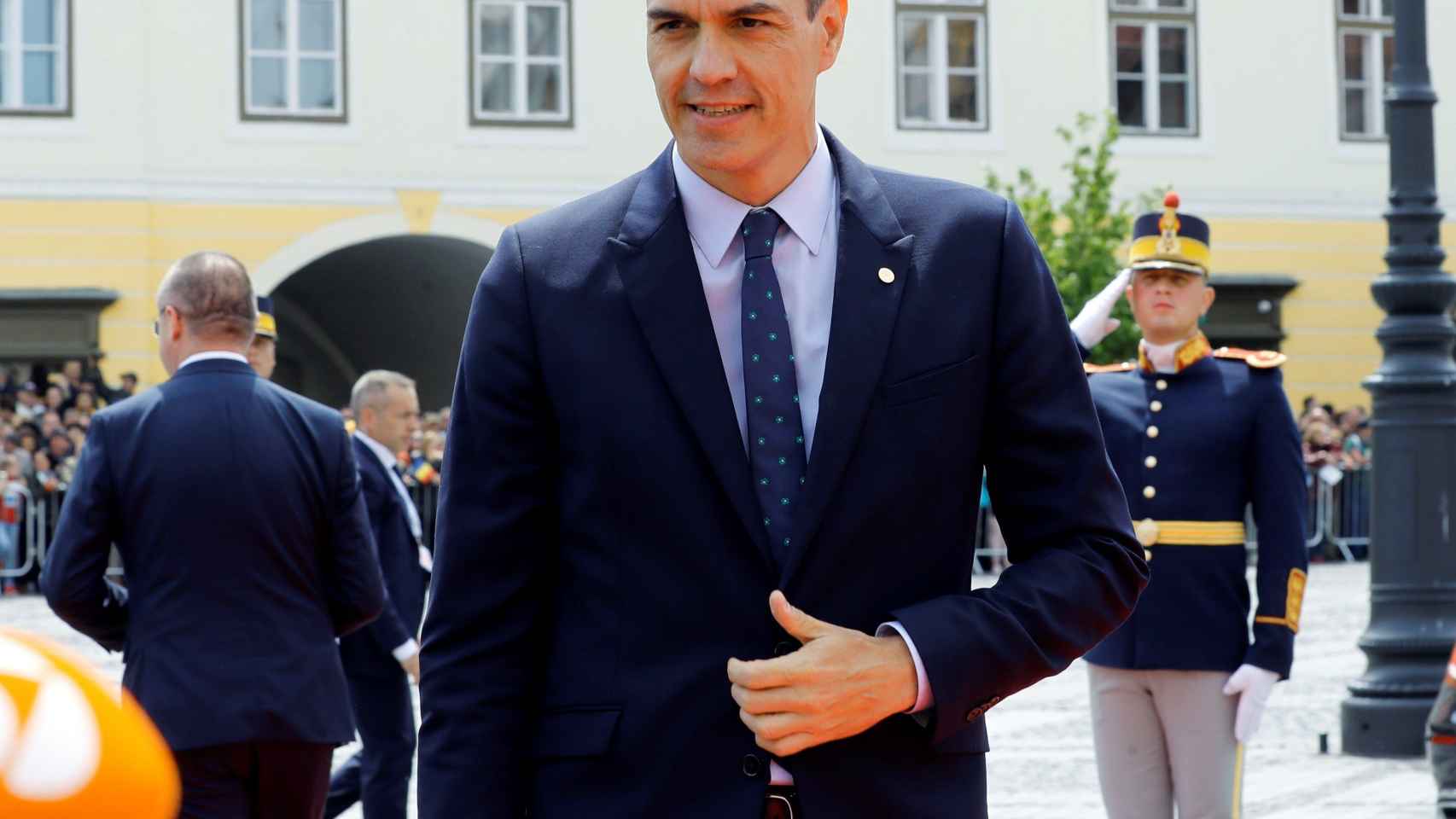 Pedro Sánchez, a su llegada a la cumbre europea informal de Sibiu (Rumanía).