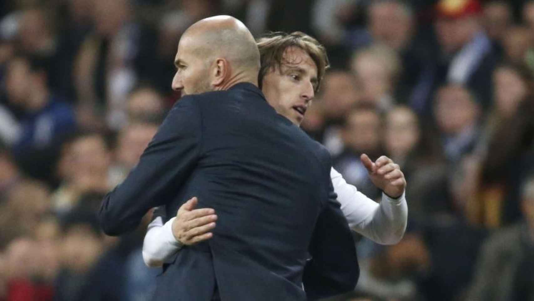 Zidane y Modric, en un partido del Real Madrid