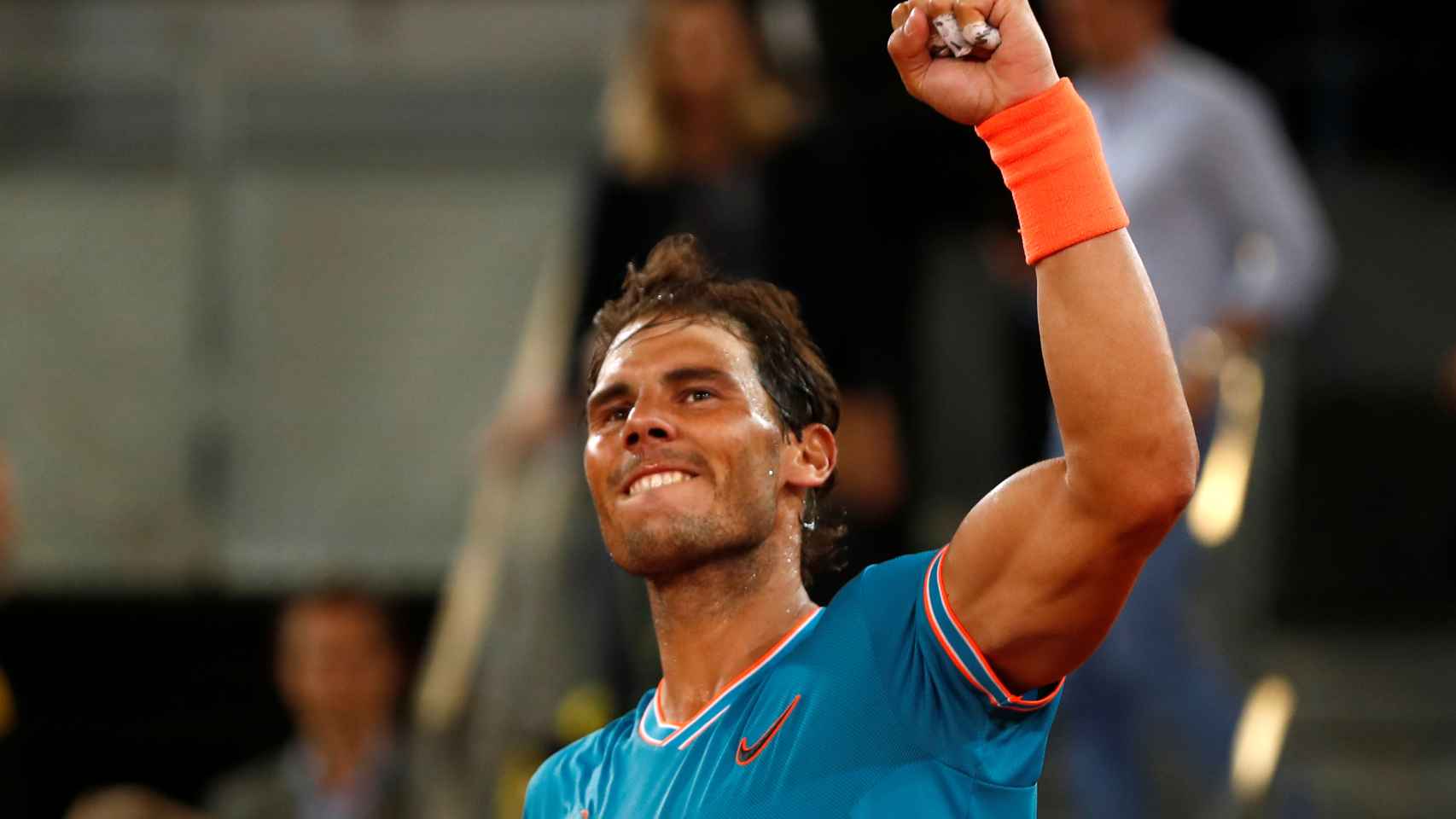 Nadal celebra su victoria contra Wawrinka