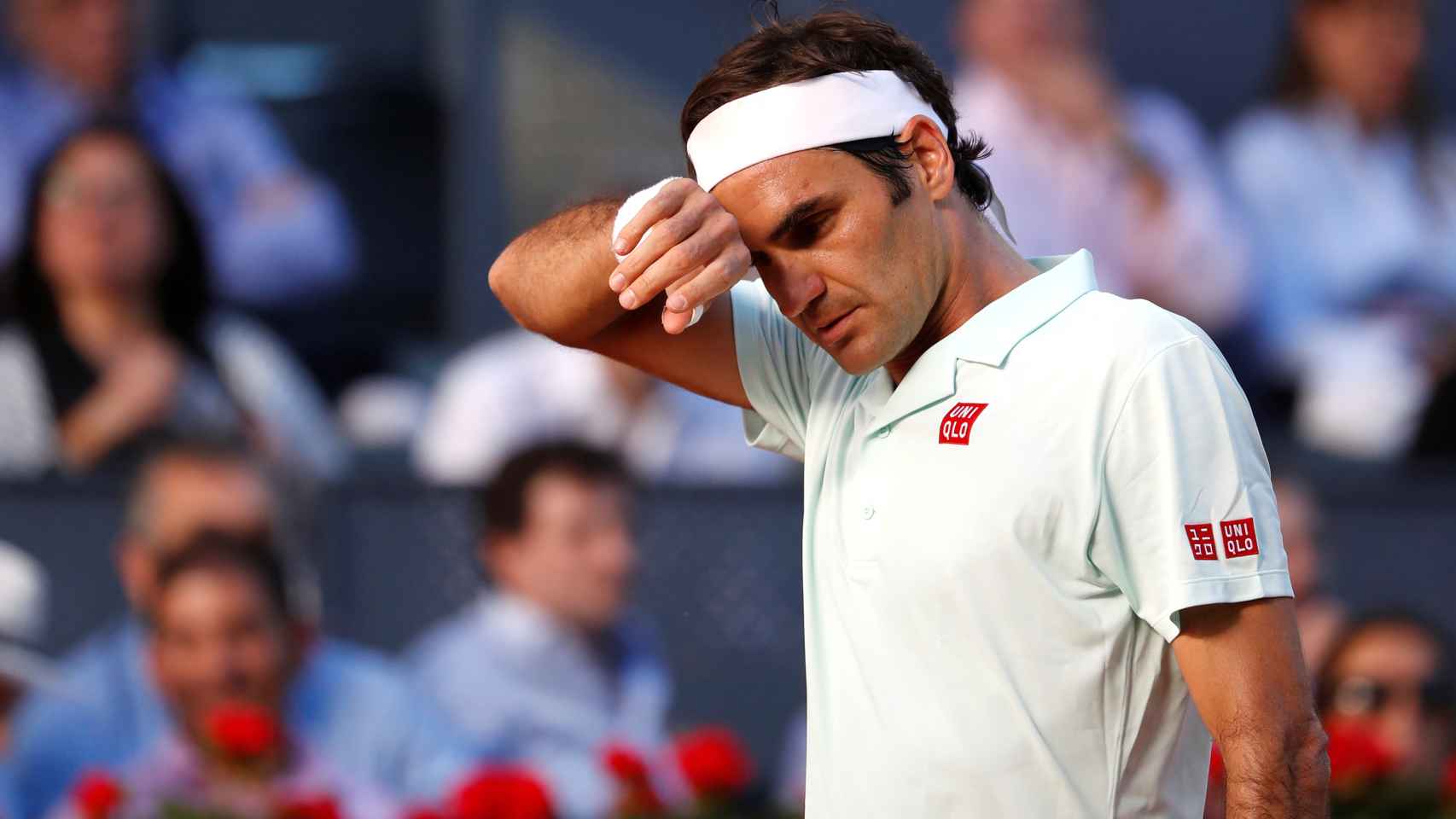 Federer en el partido contra Thiem