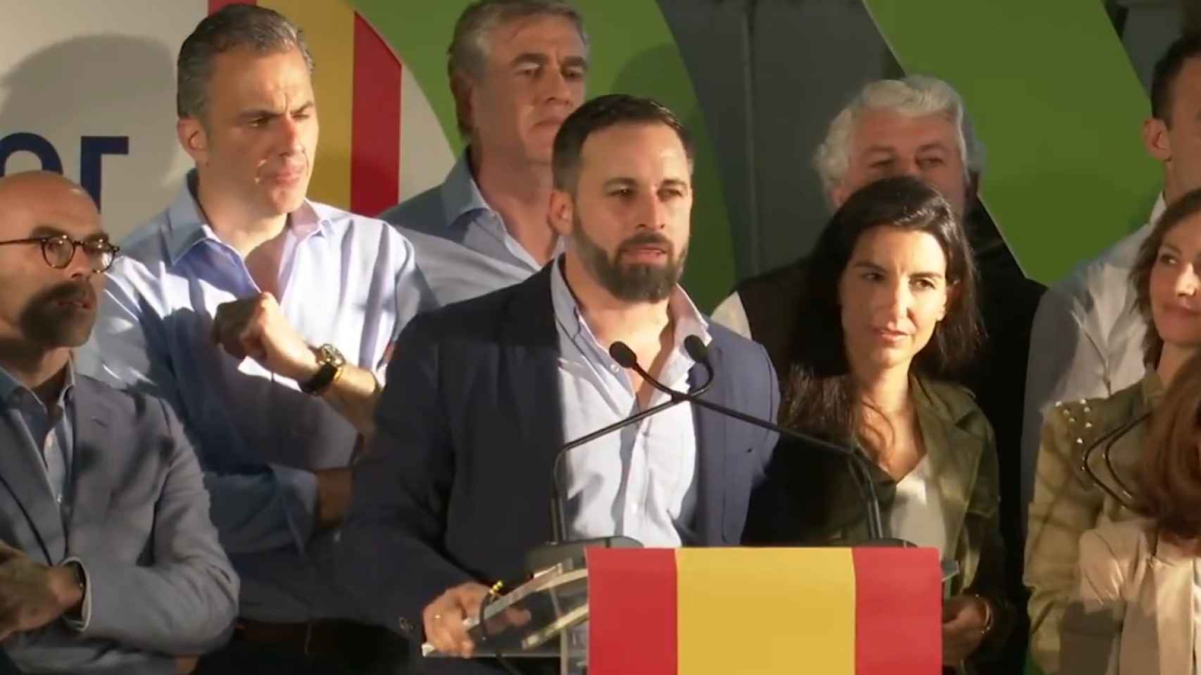 Santiafgo Abascal, de mitin con Javier Ortega Smith, Rocío Monasterio y Jorge Buxadé, candidato a las europeas.