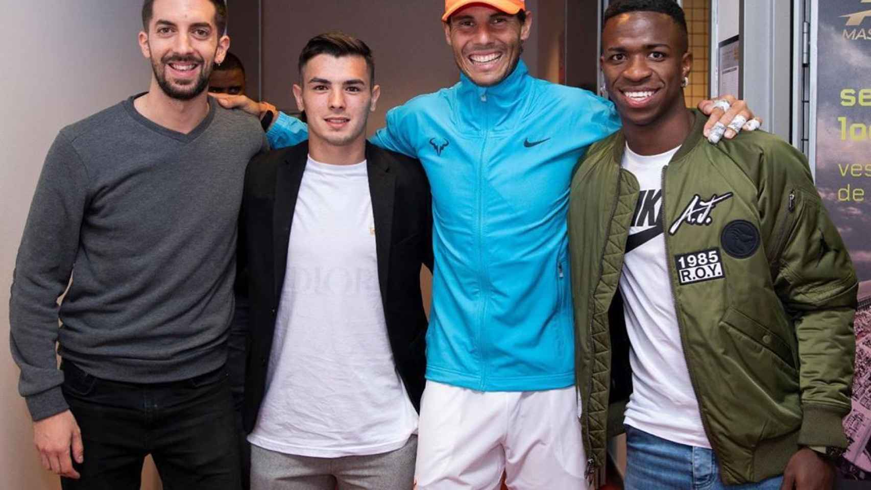 Vinicius y Brahim, junto a Rafa Nadal y Broncano en el Mutua Madrid Open. Foto: Instagram (@brahim)