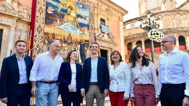 Pablo Casado insistió en su mitin en Valencia en el mensaje de centrismo del PP.