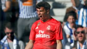 Brahim celebra su gol contra la Real Sociedad