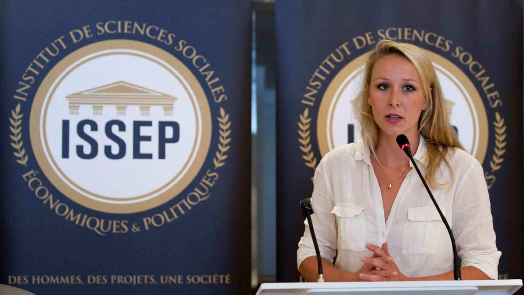 Marion Maréchal en la inauguración del ISSEP.