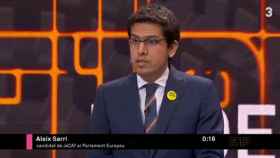 Aleix Sarri, candidato de JxCat, antes de abandonar el debate de TV3.