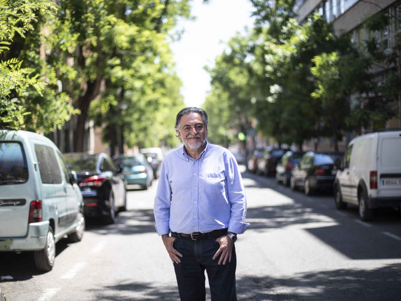 Pepu Hernández, en una calle de Carabanchel, este jueves.