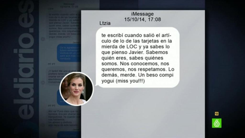 Mensaje de Letizia a Javier López Madrid.