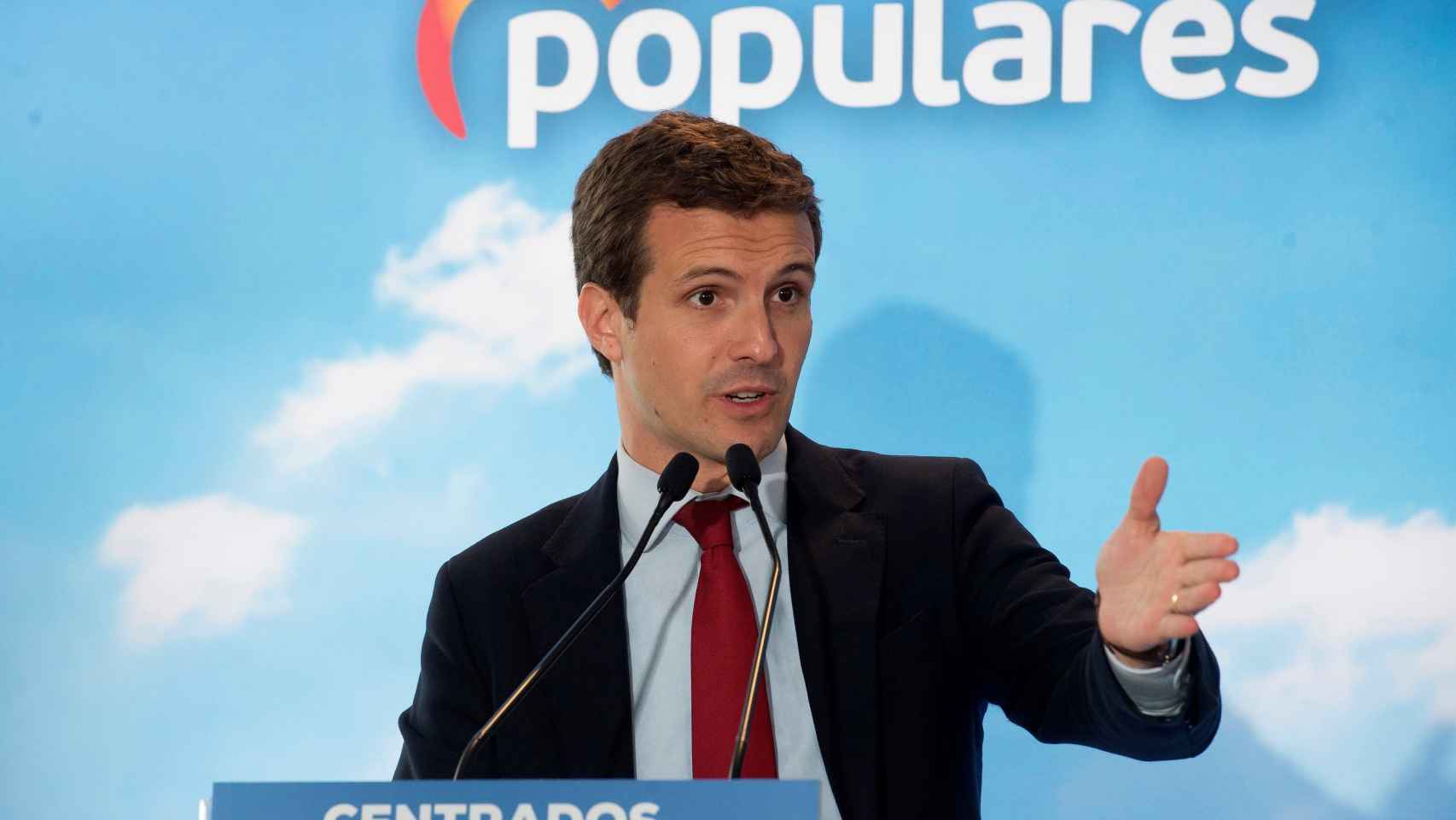 El presidente del PP, Pablo Casado, en un acto de campaña del 26-M.