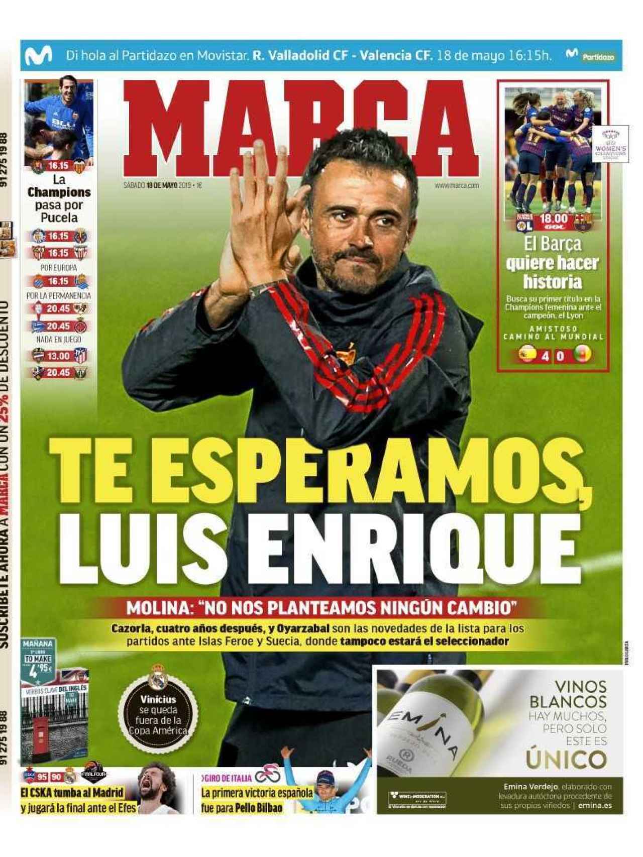 La portada del diario MARCA (18/05/2019)
