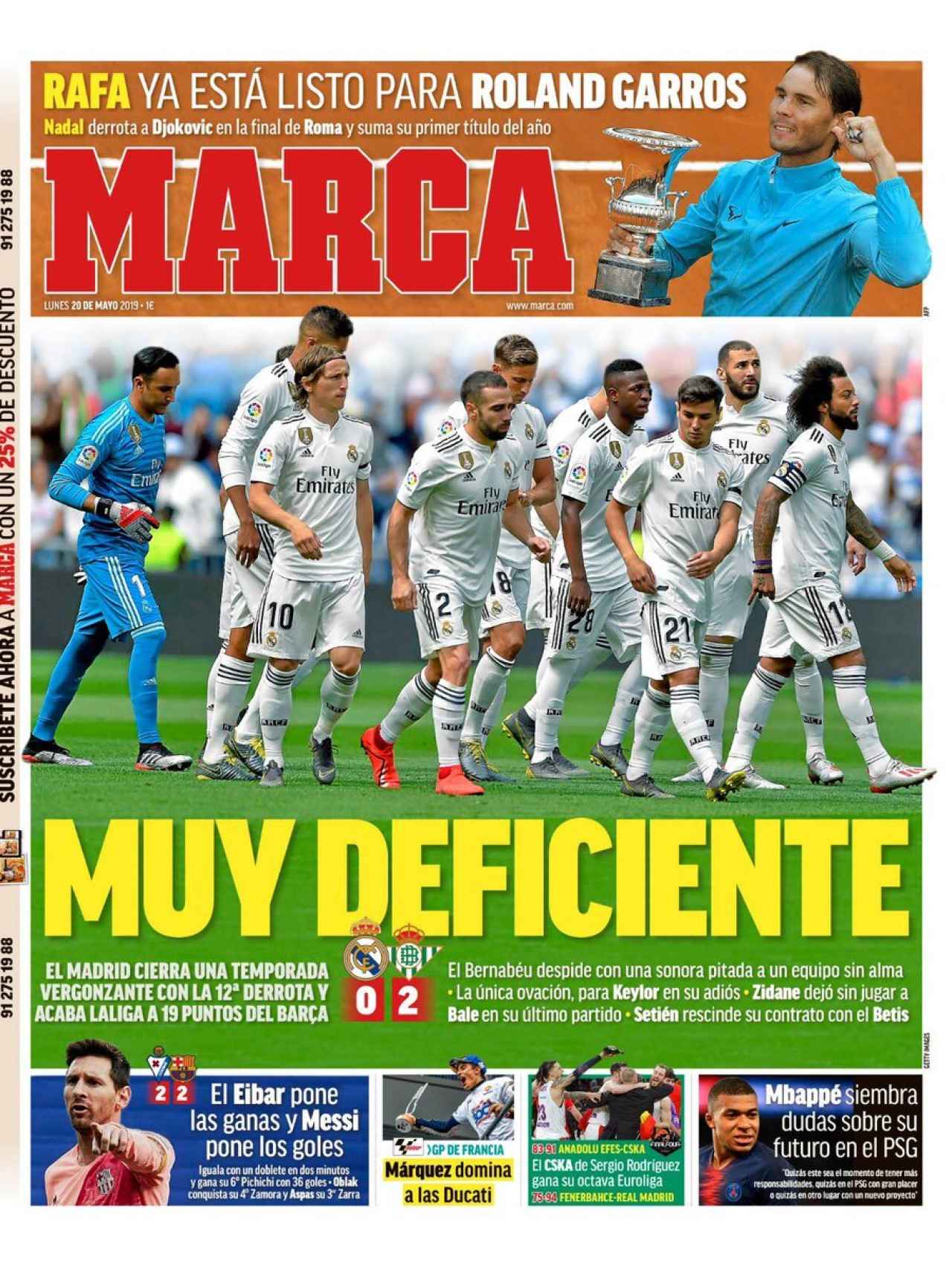 La portada del diario MARCA (20/05/2019)