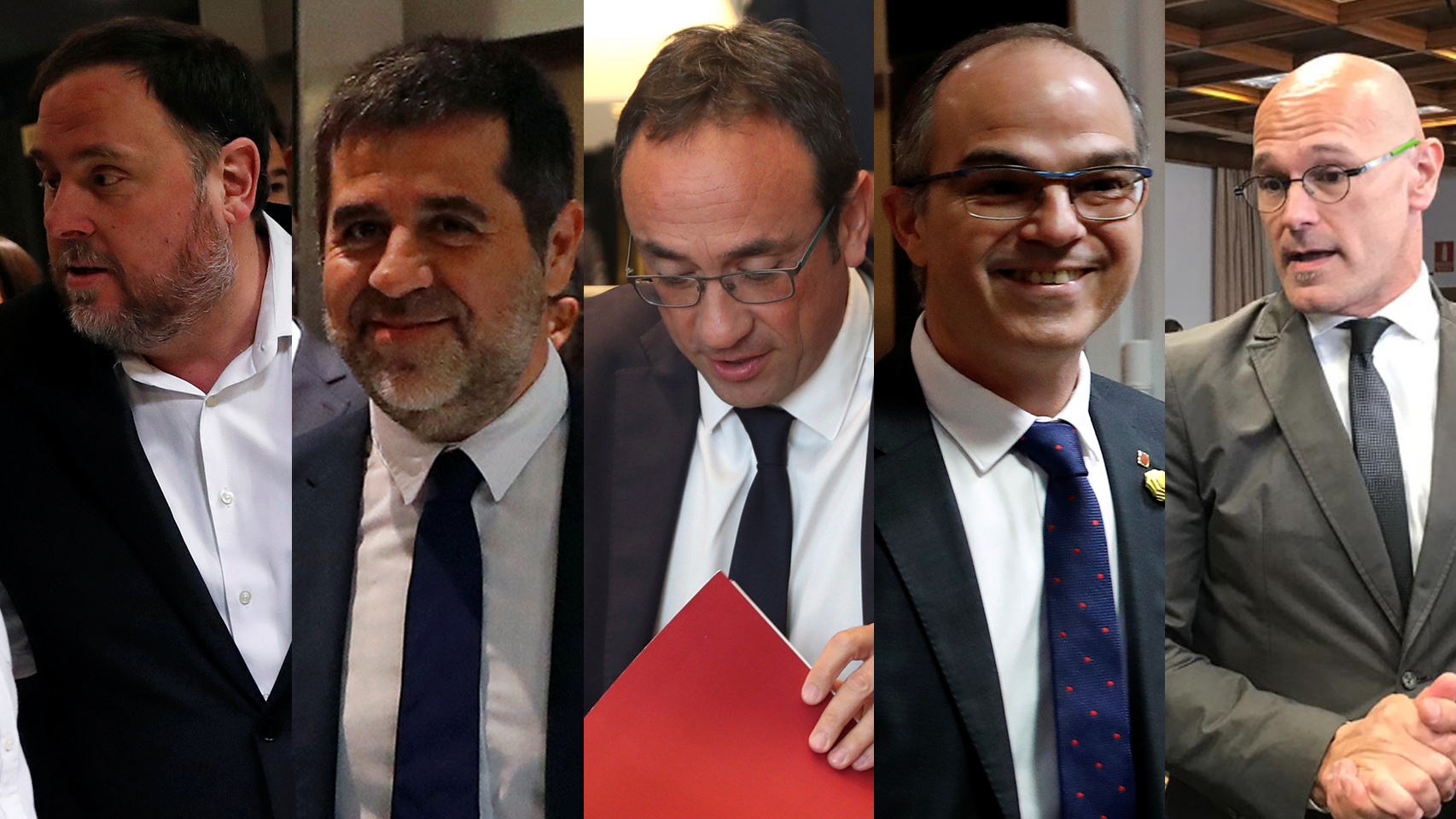 Oriol Junqueras, Jordi Sànchez, Josep Rull, Jordi Turull y Raül Romeva.