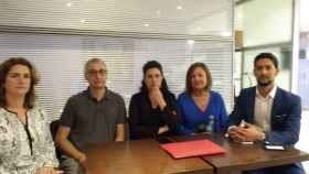 Los abogados Ruth Sebastián, Ramón Campos, Lourdes Barón, Dolores Travieso y Sidi Taleb Buya,  este lunes en Casablanca.