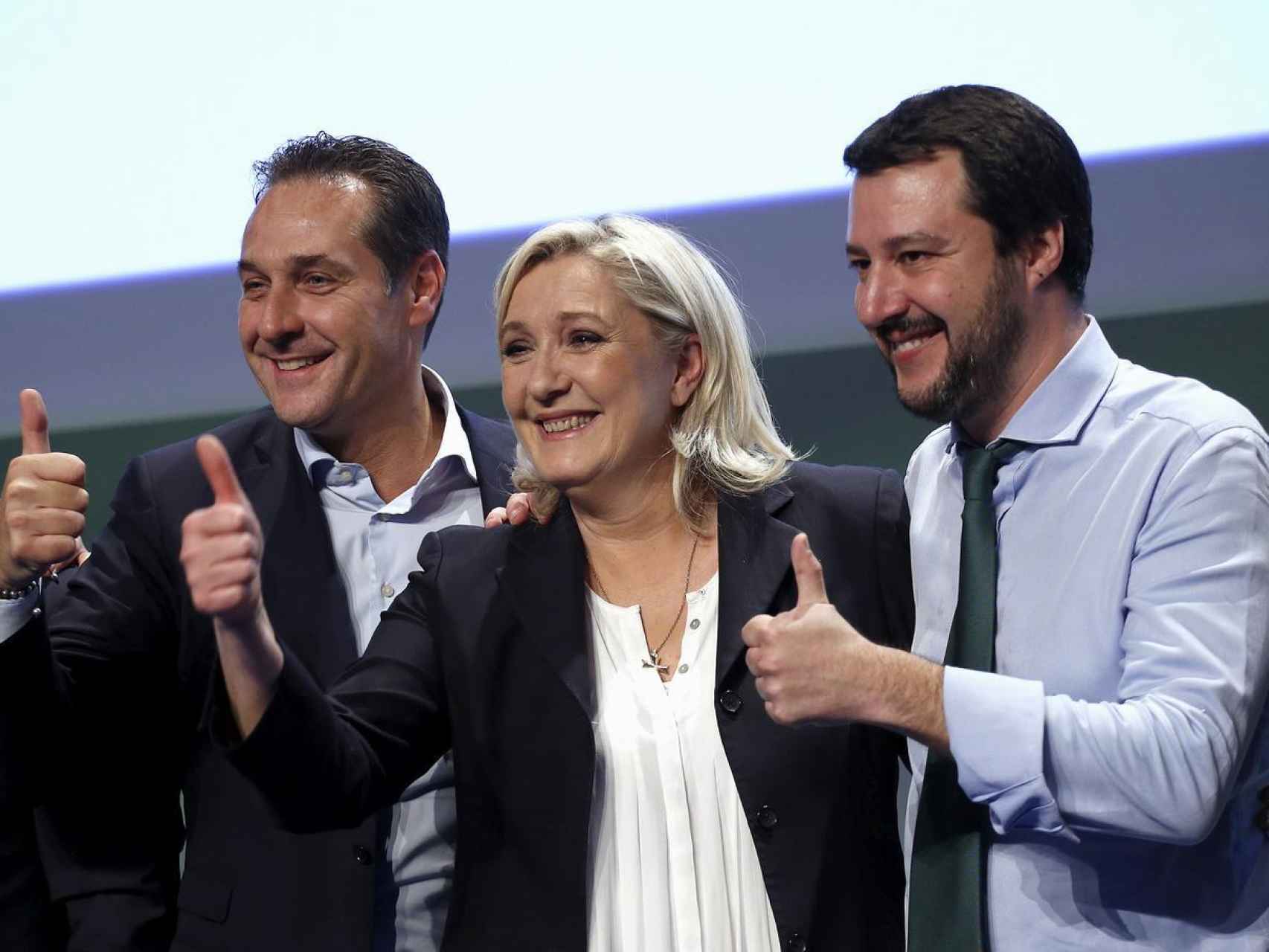 Strache, Le Pen y Salvini en una imagen de archivo.
