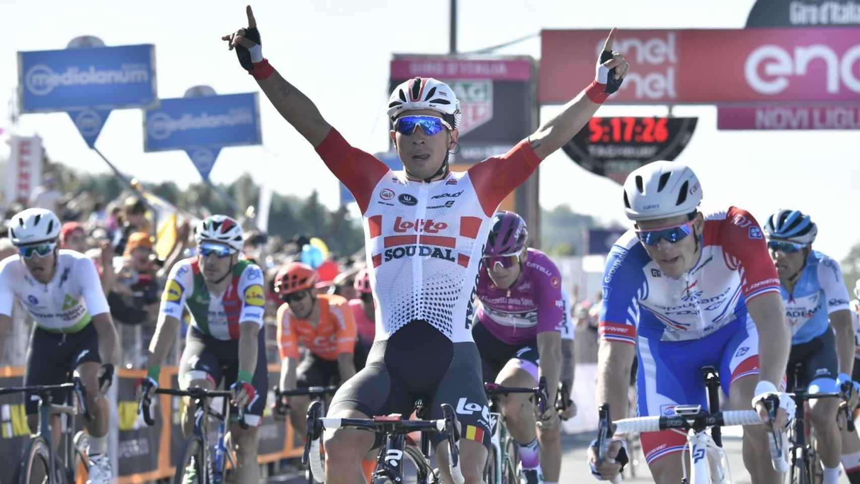 Ewan, tras imponerse en la undécima etapa del Giro de Italia. Foto: (Twitter @giroditalia)