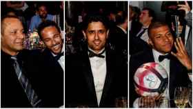 Neymar y su padre, Al-Khelaifi y Mbappé en la gala del PSG.