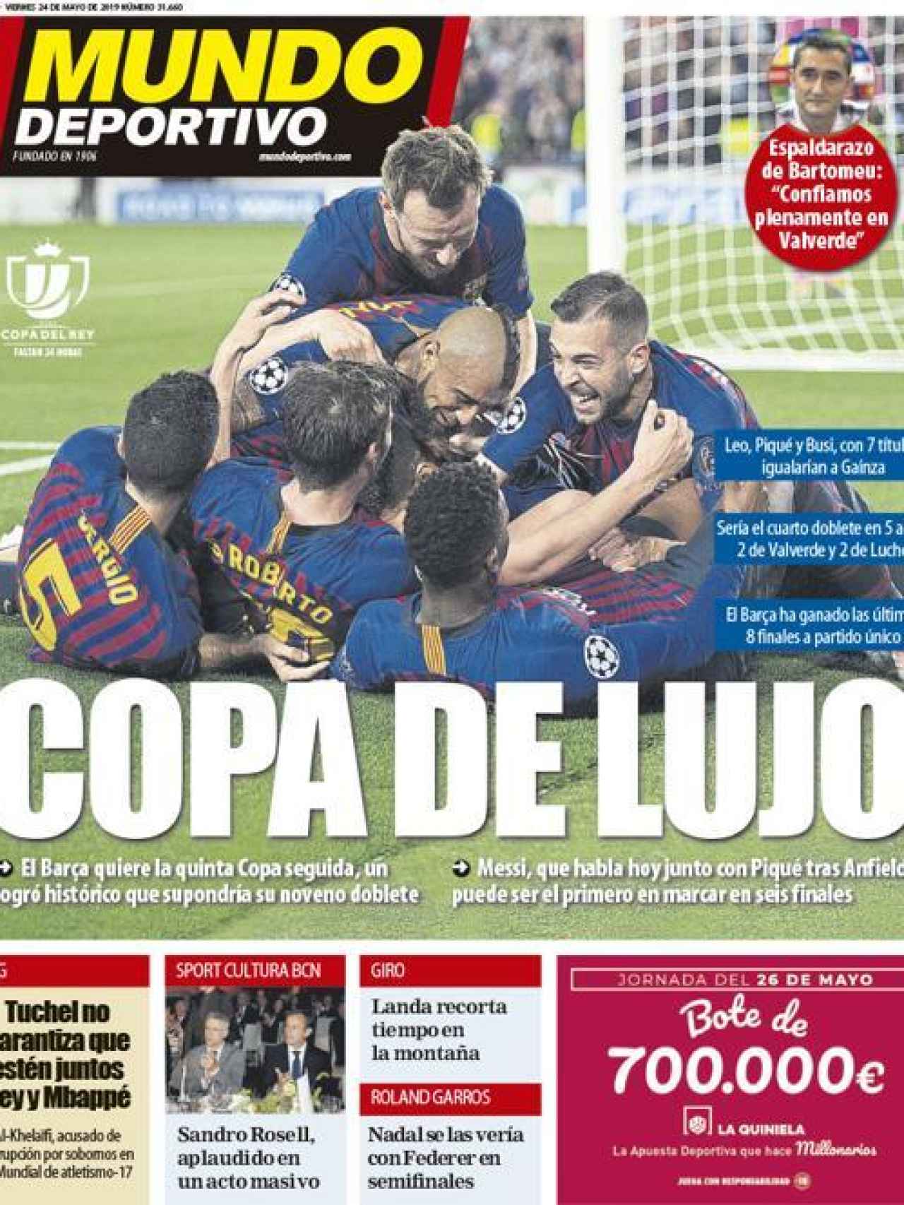 La portada del diario Mundo Deportivo (24/05/2019)