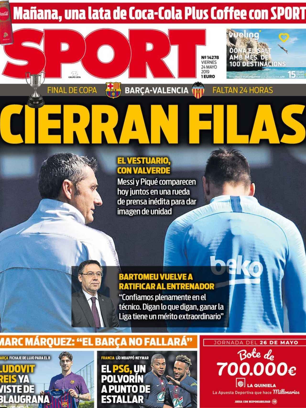 La portada del diario Sport (24/05/2019)