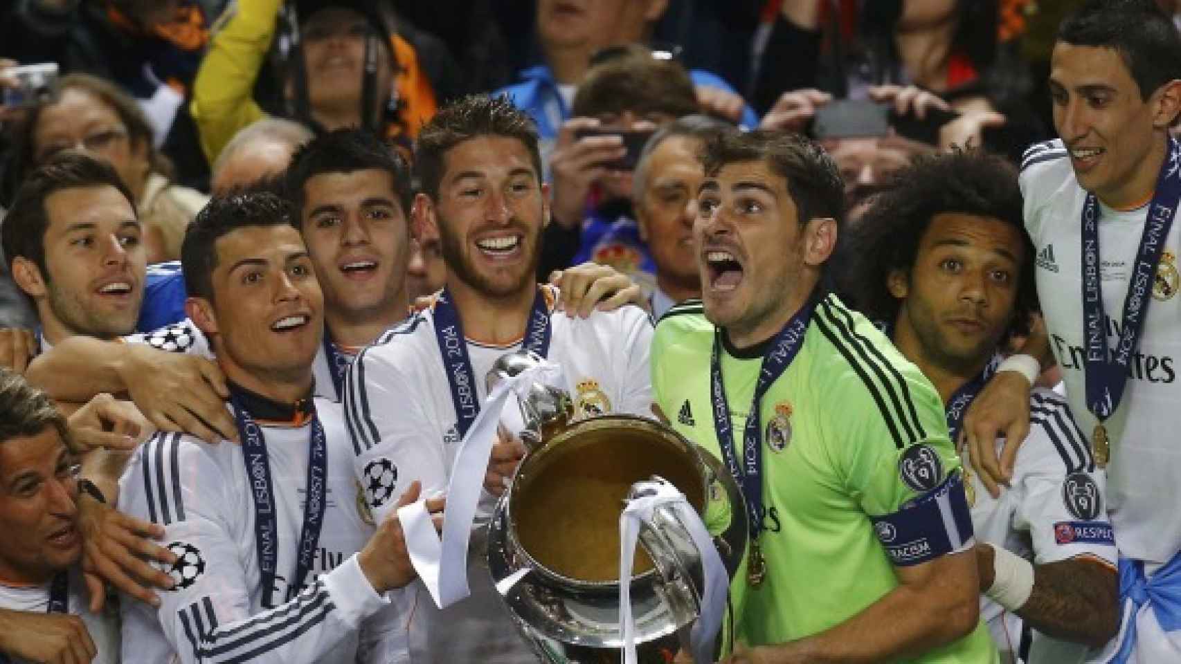 El Real Madrid levanta la Champions en Lisboa 2014.