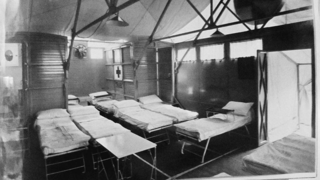 Un hospital improvisado durante la Guerra Civil.