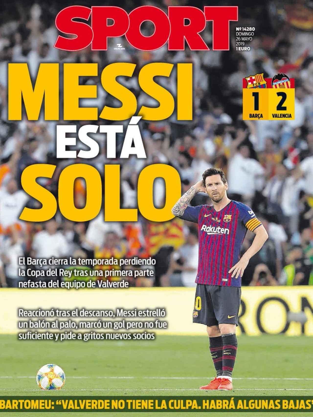 La portada del diario Sport (26/05/2019)