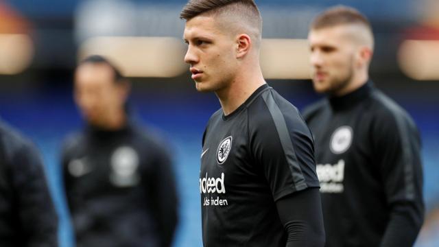 Luka Jovic, durante un entrenamiento del Eintracht