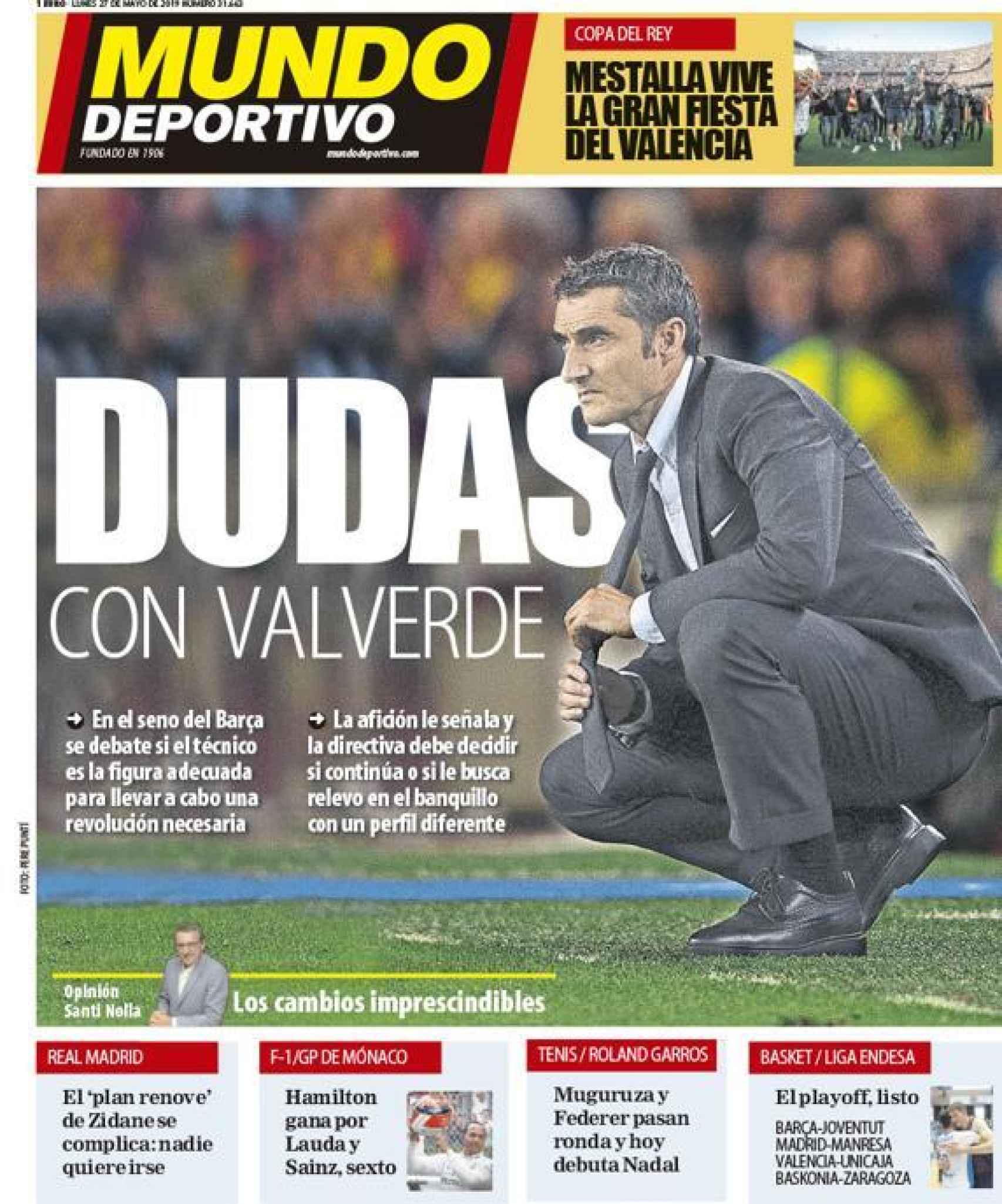 Portada diario Mundo Deportivo. 27.05.2019