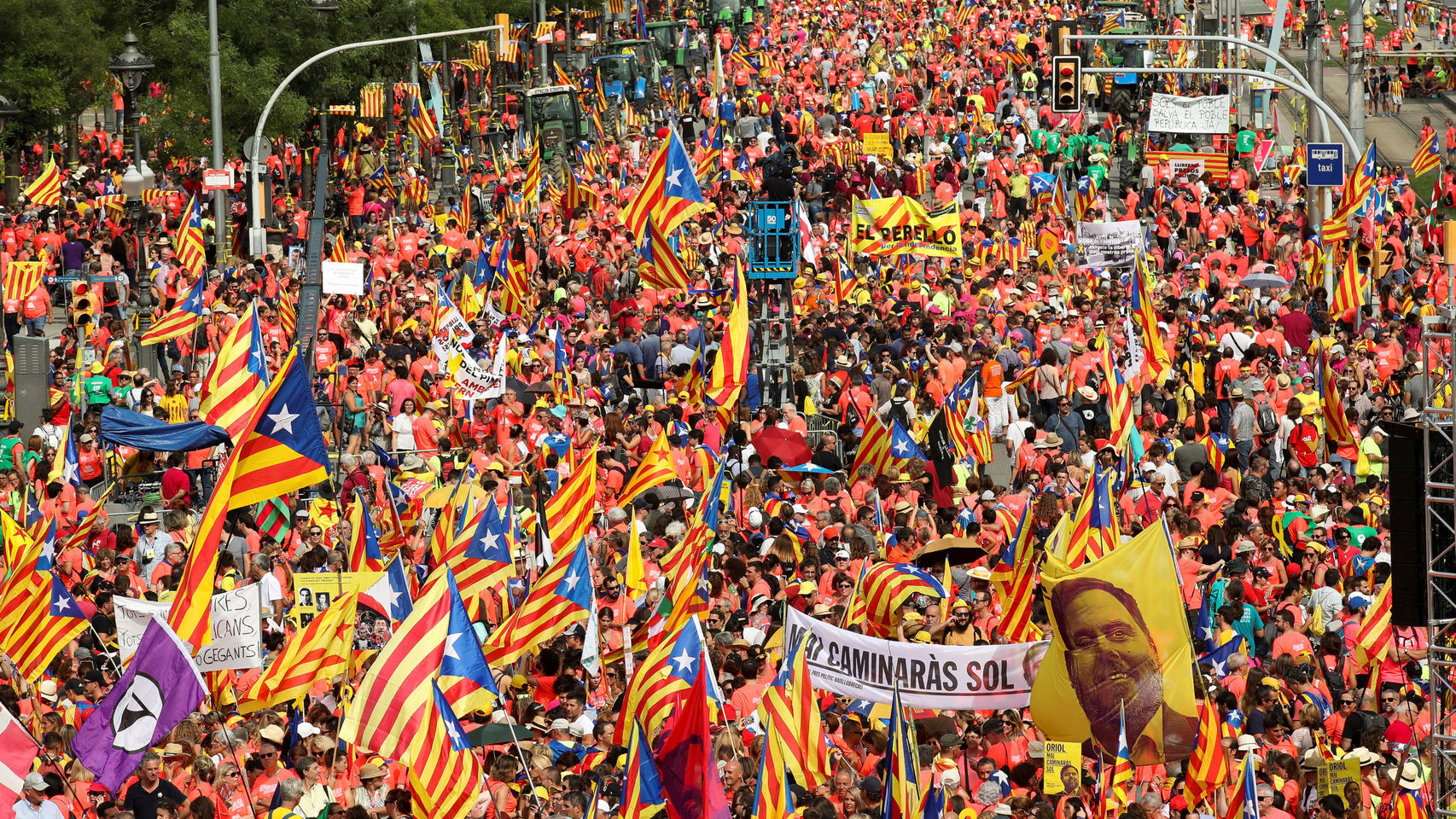 Manifestación con motivo de la Diada de Cataluña de 2018.