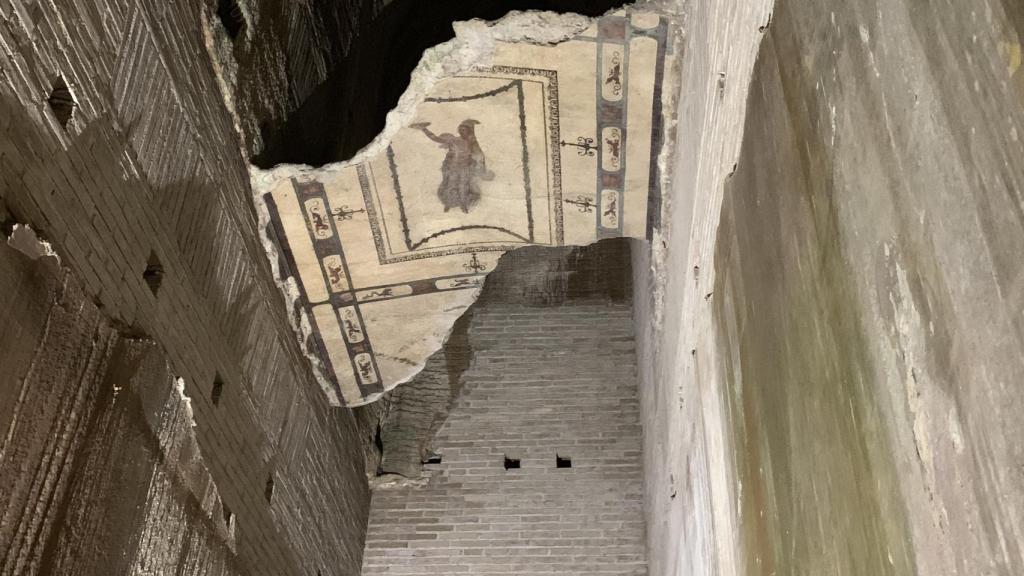 Uno de los frescos que se conservan de la Domus Aurea.