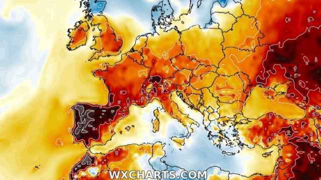 Simulación de las anomalías de temperaturas a 1 de junio. Severe-weather.eu.