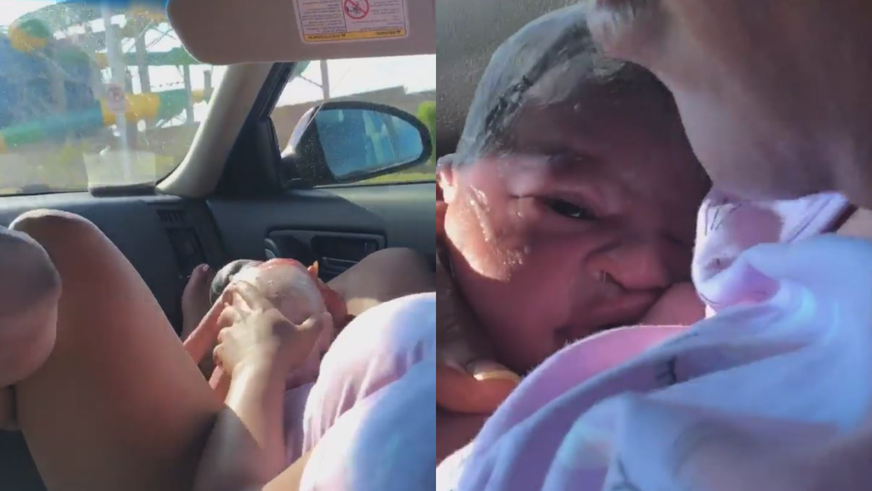 Imágenes del vídeo de una madre dando a luz en su coche