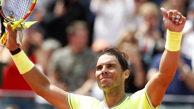 Nadal, celebrando su pase a los octavos de final de Roland Garros.