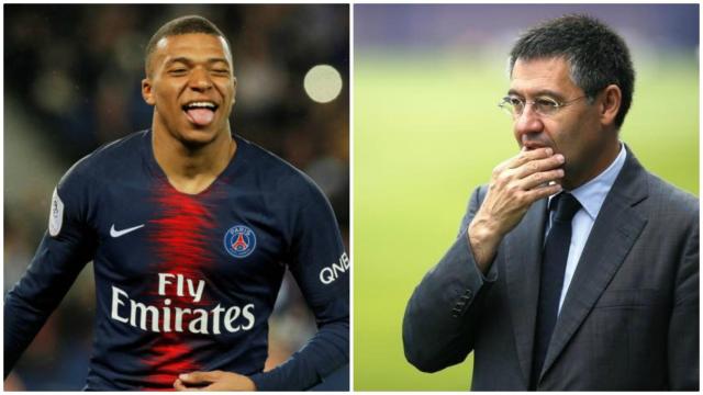 Kylian Mbappé y Josep María Bartomeu.