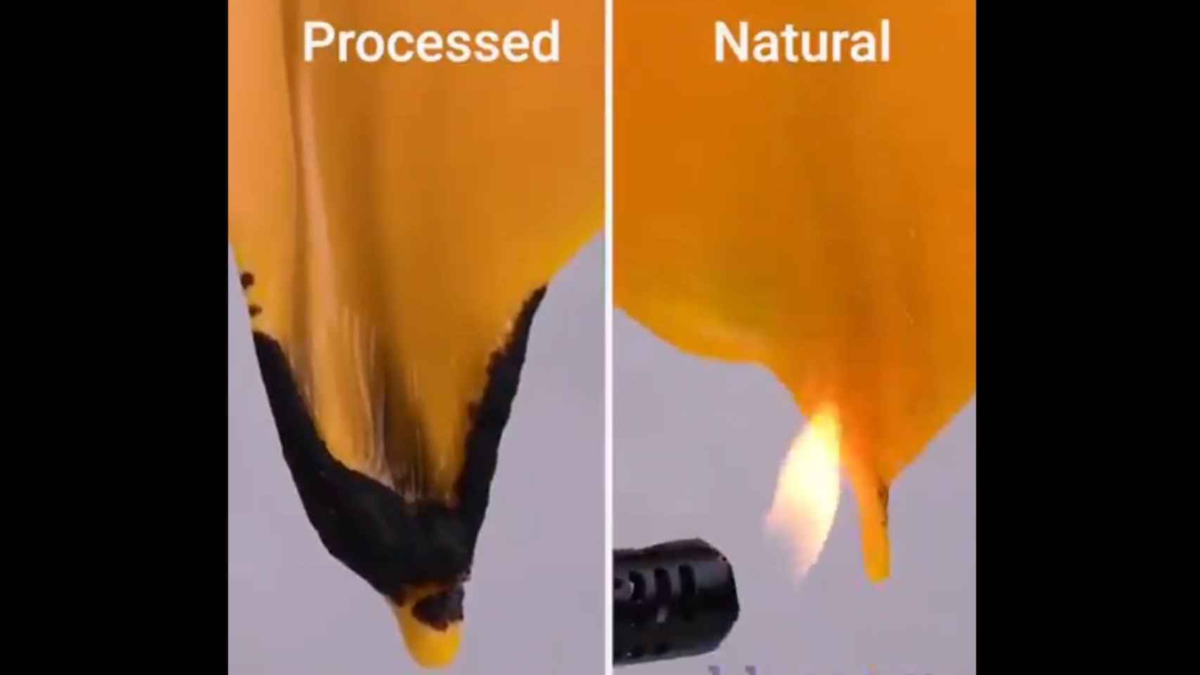 El vídeo quema lonchas de queso para demostrar que el procesado no se funde tan fácilmente