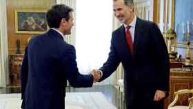 Albert Rivera es recibido por el Rey en Zarzuela en la ronda de consultas con los partidos.